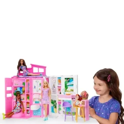 Barbie 65 aniversario Casa de muñecas con muebles y muñeca Apartamento 4 estancias - Juguete de Barb