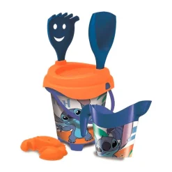 Cubo playa Stitch con castillo y pala 18 cm