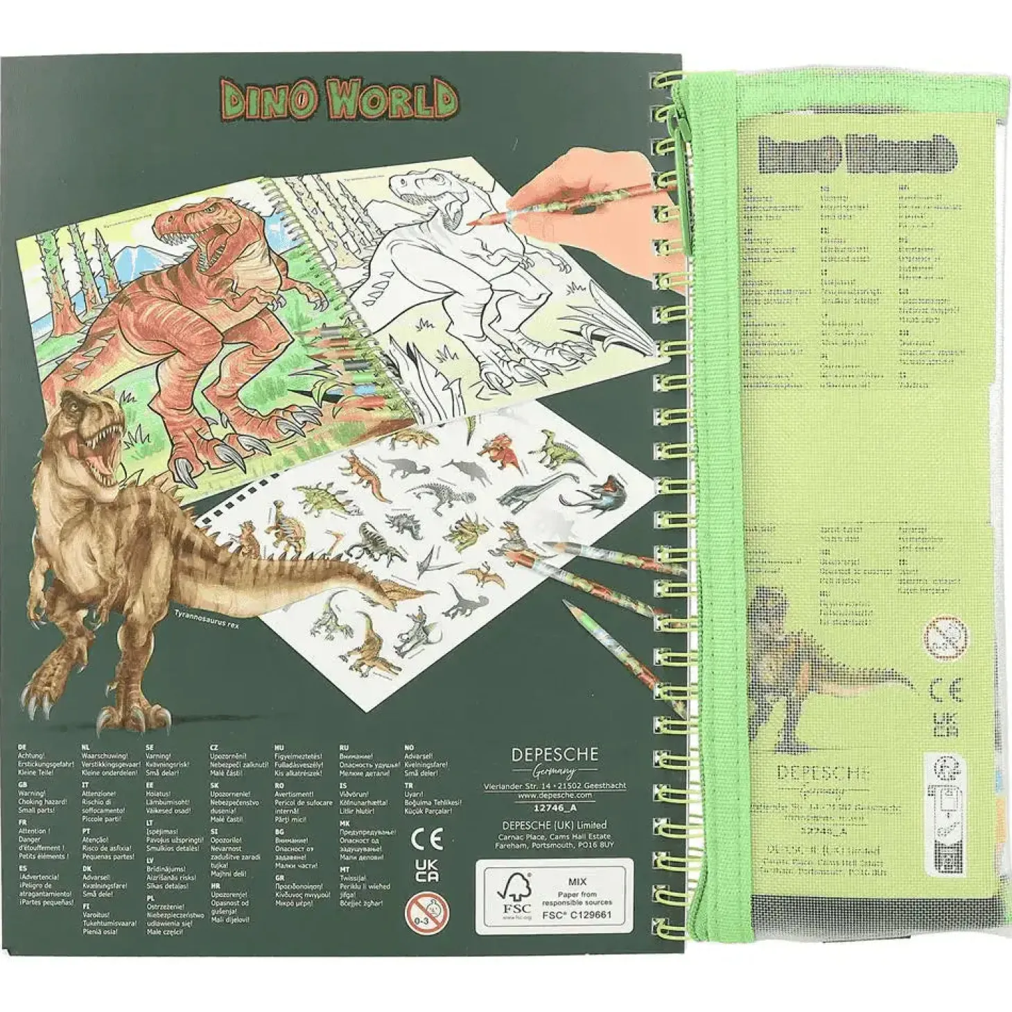 Dino World libro de colorear con lápices