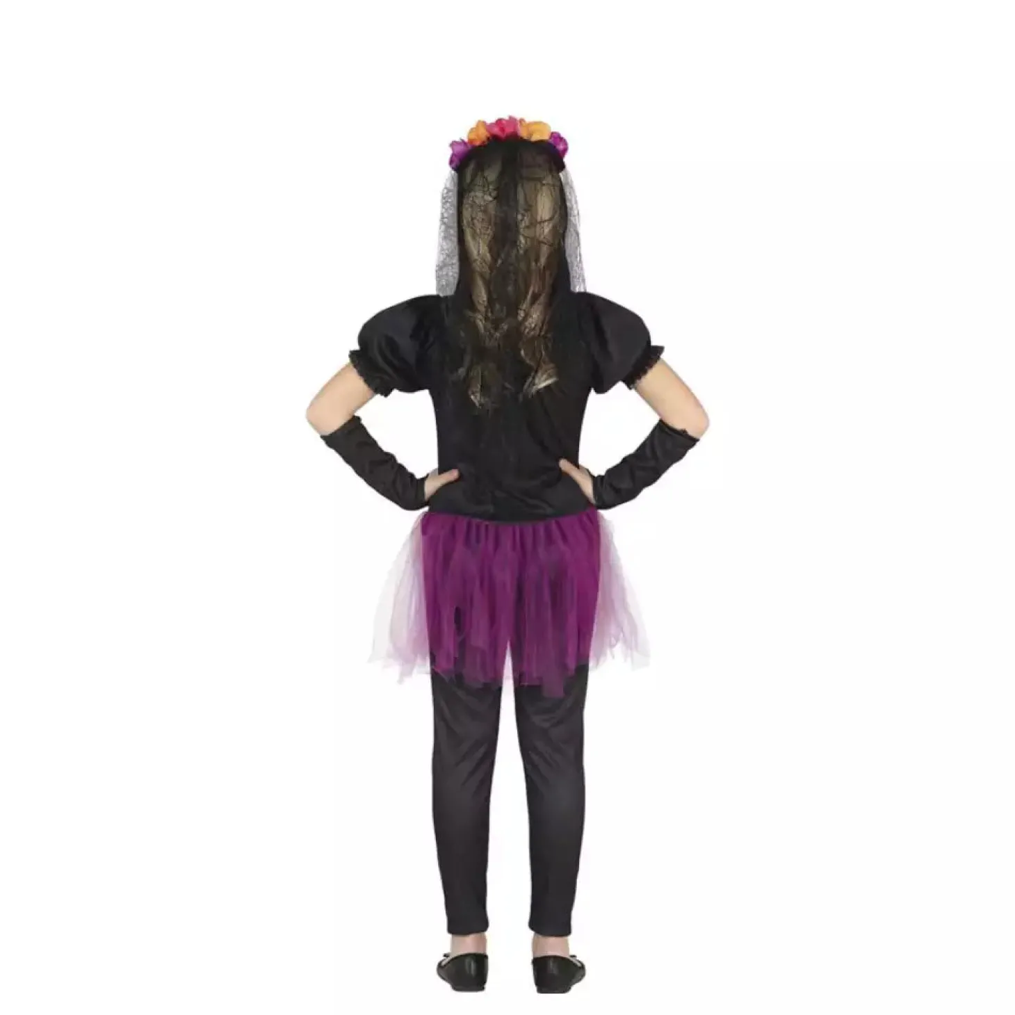 Disfraz Catrina Infantil con Flores y Tutú T. 5-6
