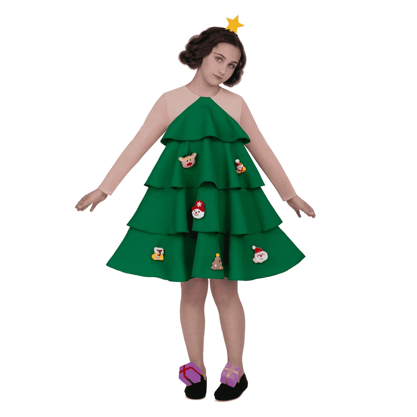 Disfraz de Arbolito de navidad de luxe 7-9 años infantil