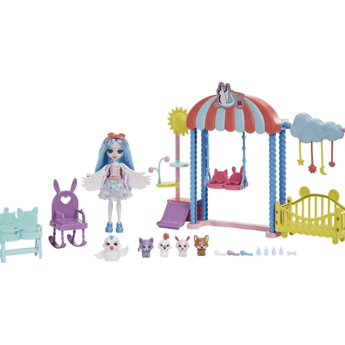 Enchantimals Baby BFFs Guardería Starley Stork Muñeca y set 4 años