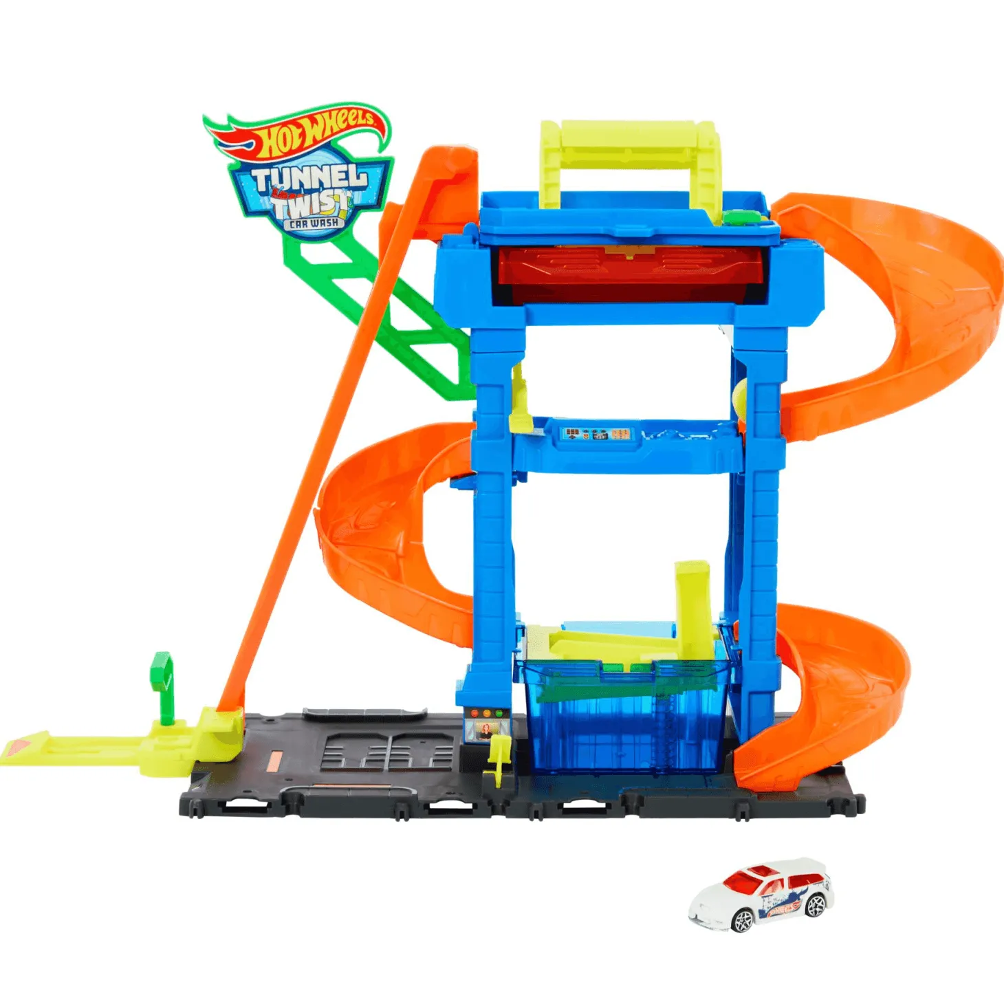 Hot Wheels City “Let´s Race - ¡a correr!” Netflix -Túnel de lavado con giros Pista para coches de ju