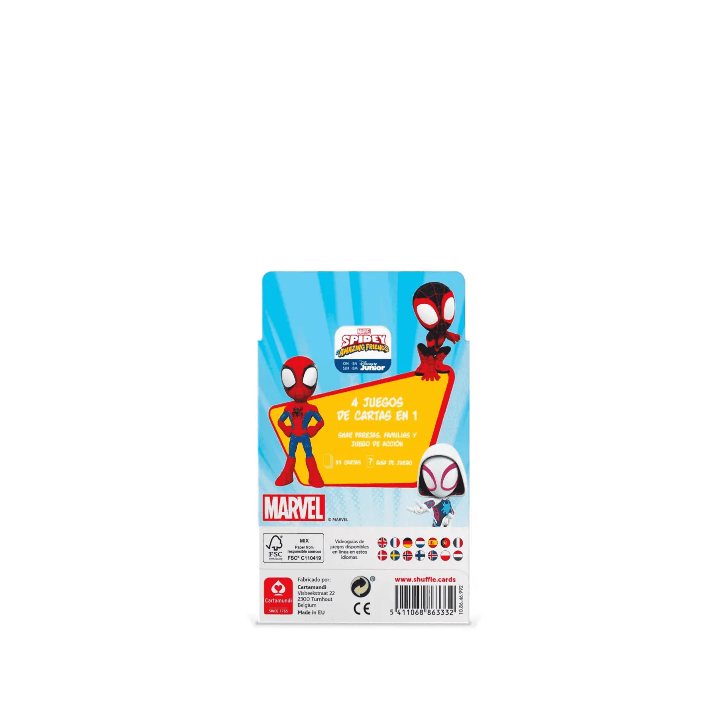 Juego de cartas Fournier 4 en 1 de Spiderman Marvel