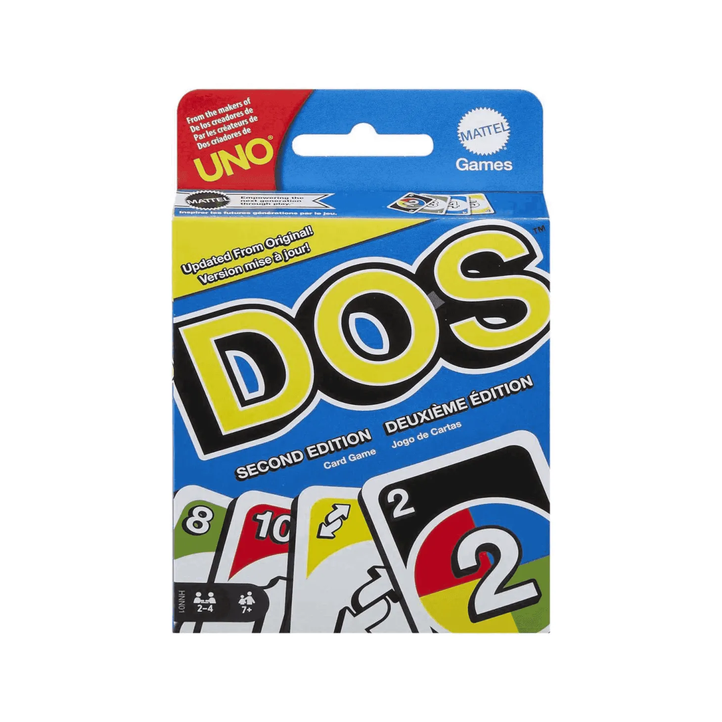 Mattel Games Juego de cartas DOS Segunda Edición Juego de mesa familiar de UNO 7 años (Mattel HNN01)