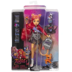 Monster High Toralei Stripe Muñeca articulada con mascota, micrófono y accesorios de moda, juguete +