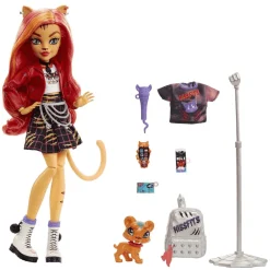 Monster High Toralei Stripe Muñeca articulada con mascota, micrófono y accesorios de moda, juguete +