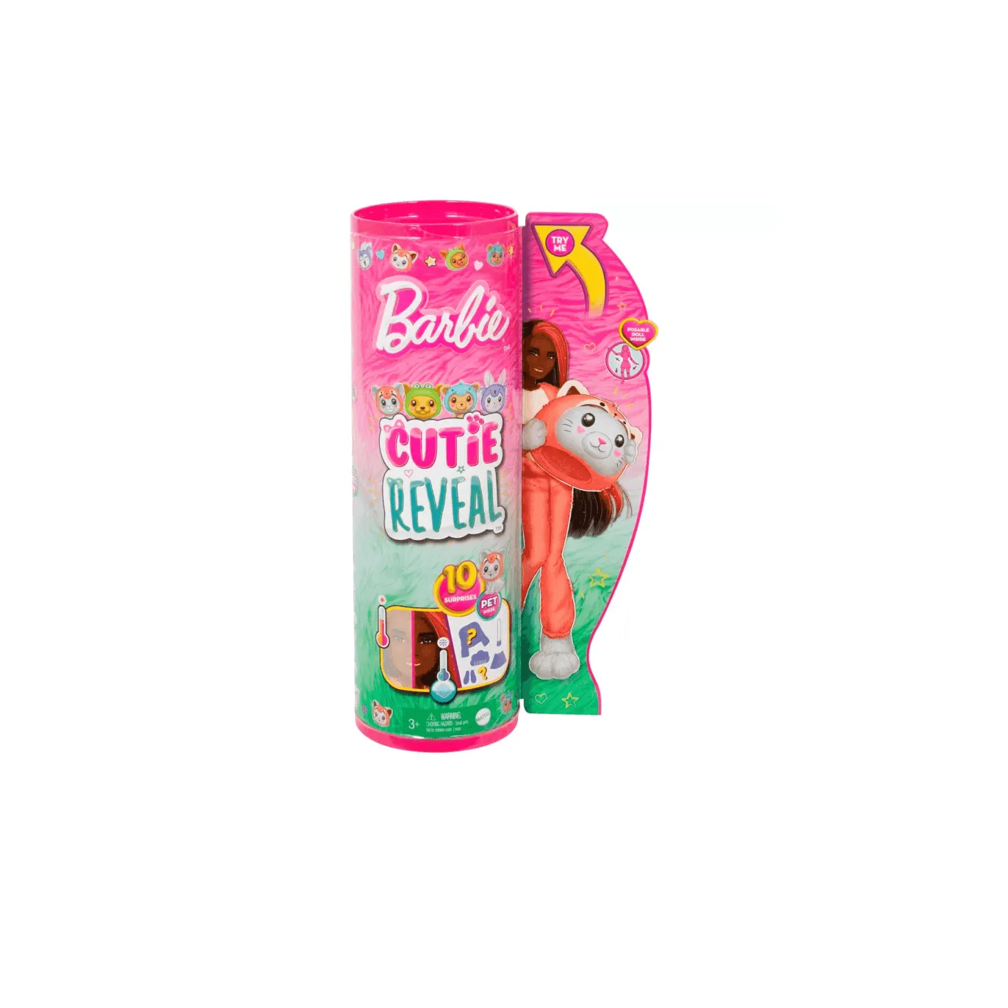 Muñeca Barbie Cutie Reveal Disfraces Panda Rojo - Gatito