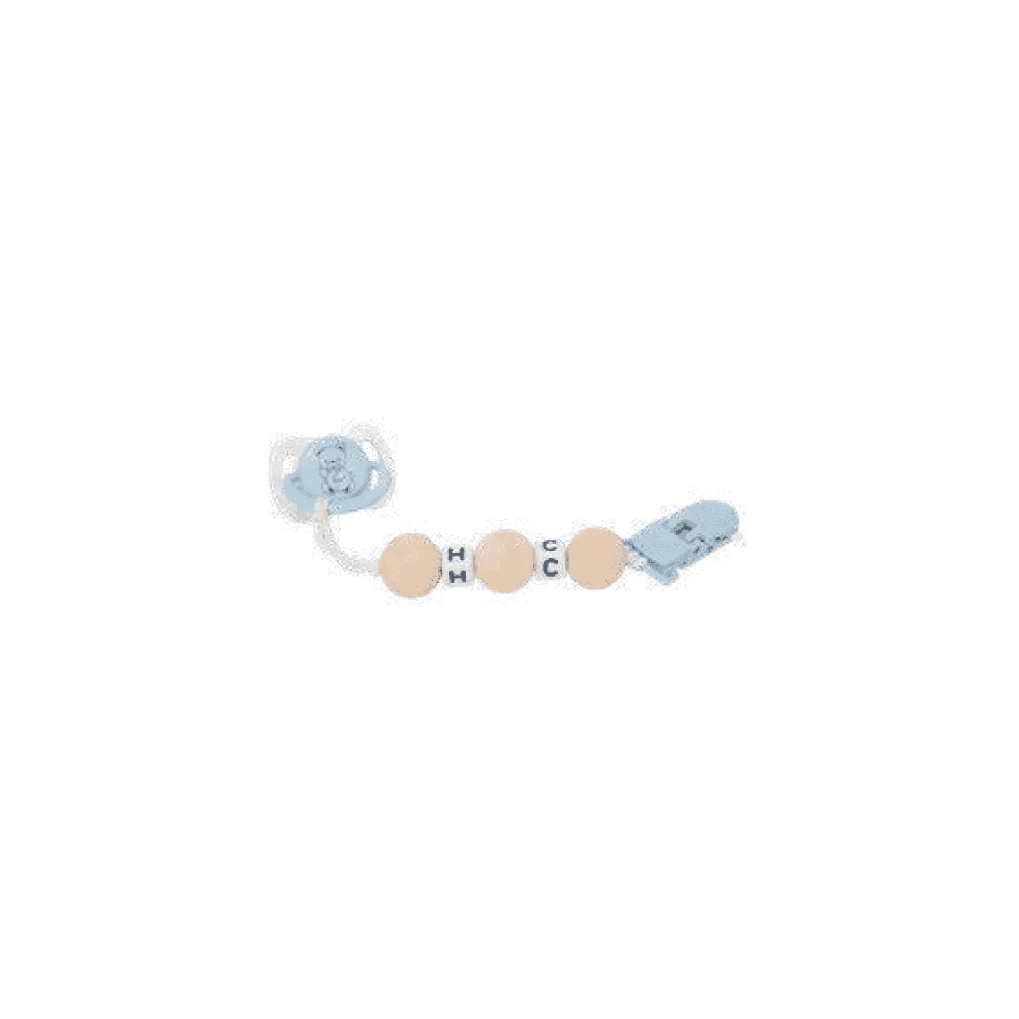 Muñecas Arias Set Chupete Azul Blanco con Cadena Madera y Pinza