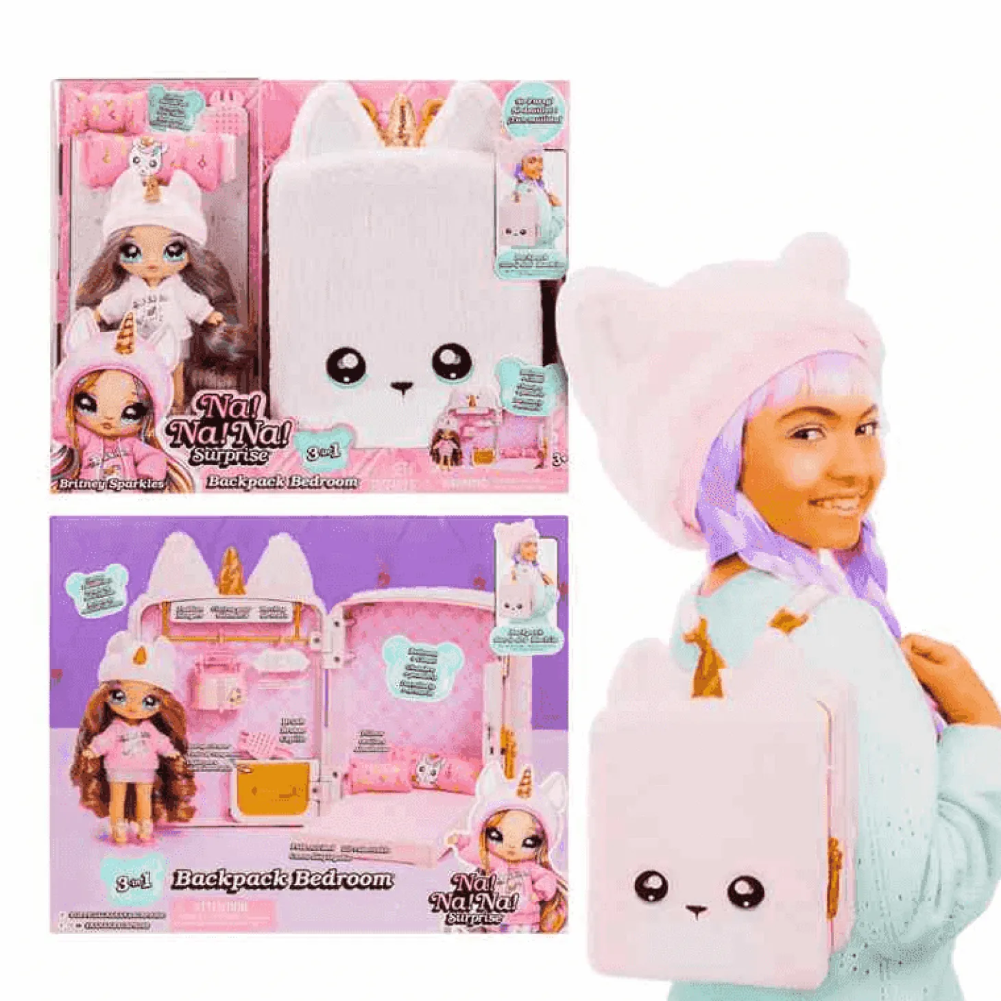 Na! Na! Na! Surprise 3-in-1 Mochila Habitación Unicornio- Britney Sparkles (Rosa)