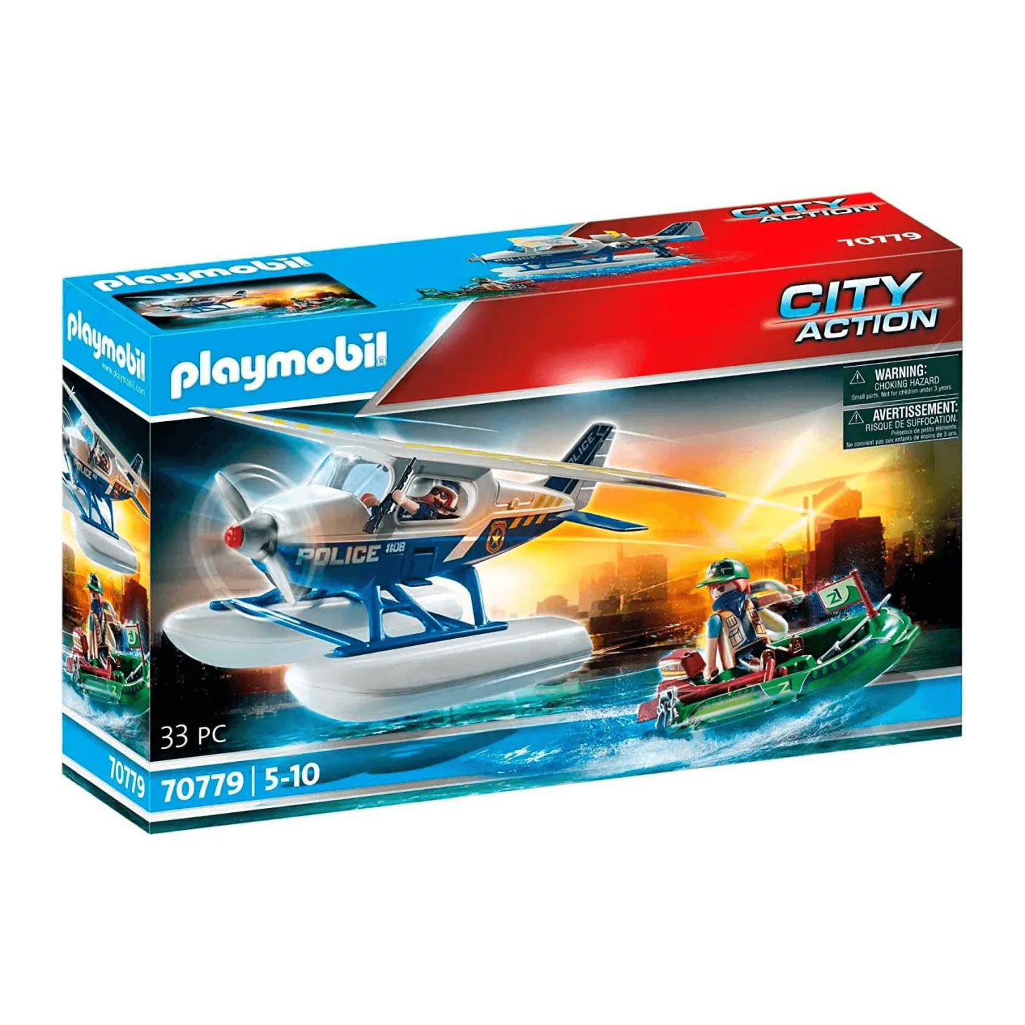 Playmobil City Action Policía Hidroavión Persecución de Contrabandista 70779