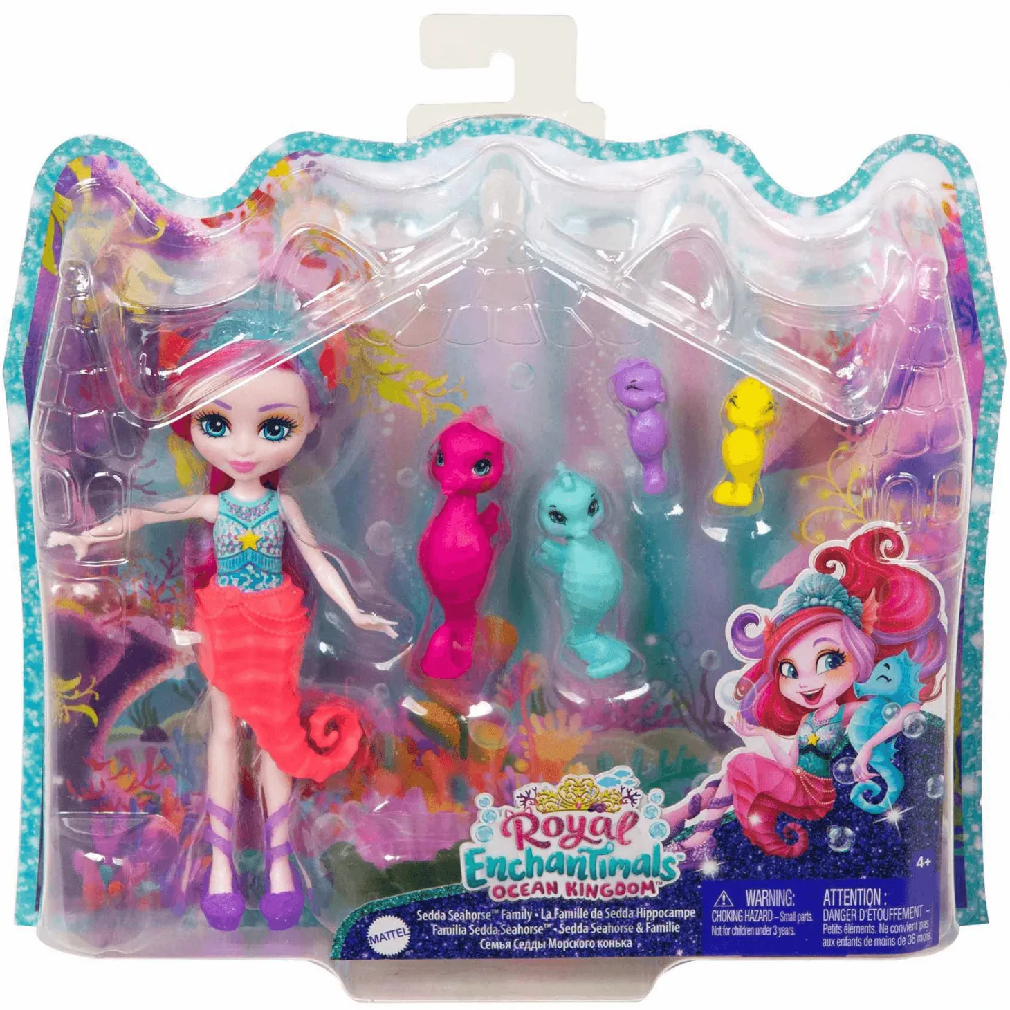 Royal Enchantimals Ocean Kingdom Muñeca Sedda Sea Horse con Mascota 4 años