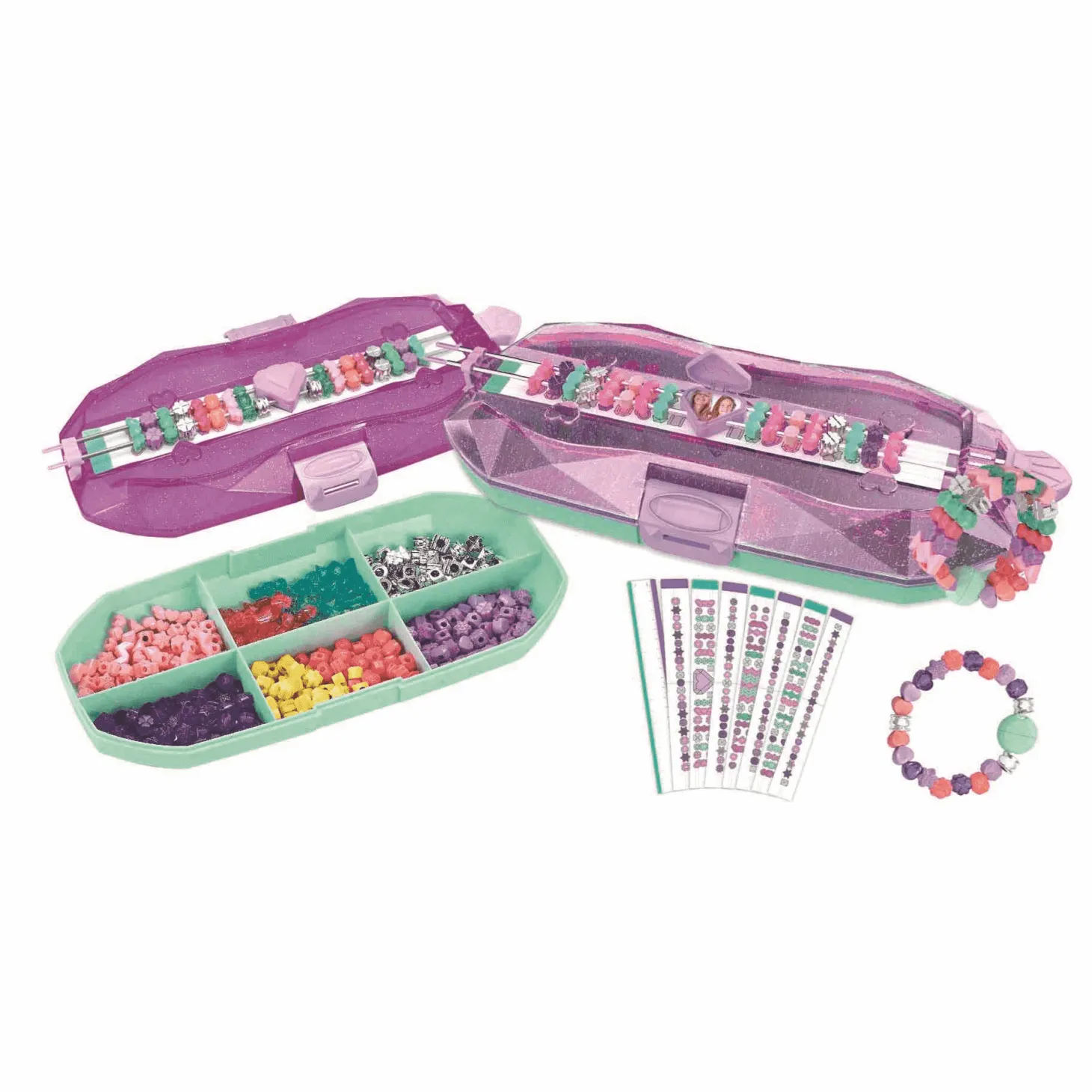 Tejedora de Pulseras Make Up Planet - Caja 2 en 1 para Crear y Almacenar