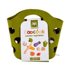 Verduras de madera con cuchillo de juguete – Set educativo de cortar (Eurekakids)